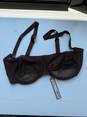 SKIMS Sheer Balconette Underwire Bra in Dark Brown